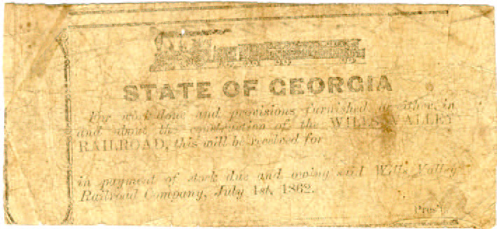 Bond on back of $0.50 G-1505 Wills Valley RR